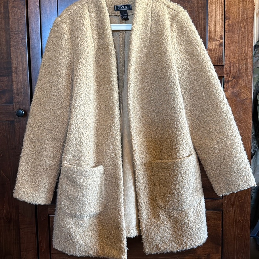 Camel NYCC sweater coat with pockets